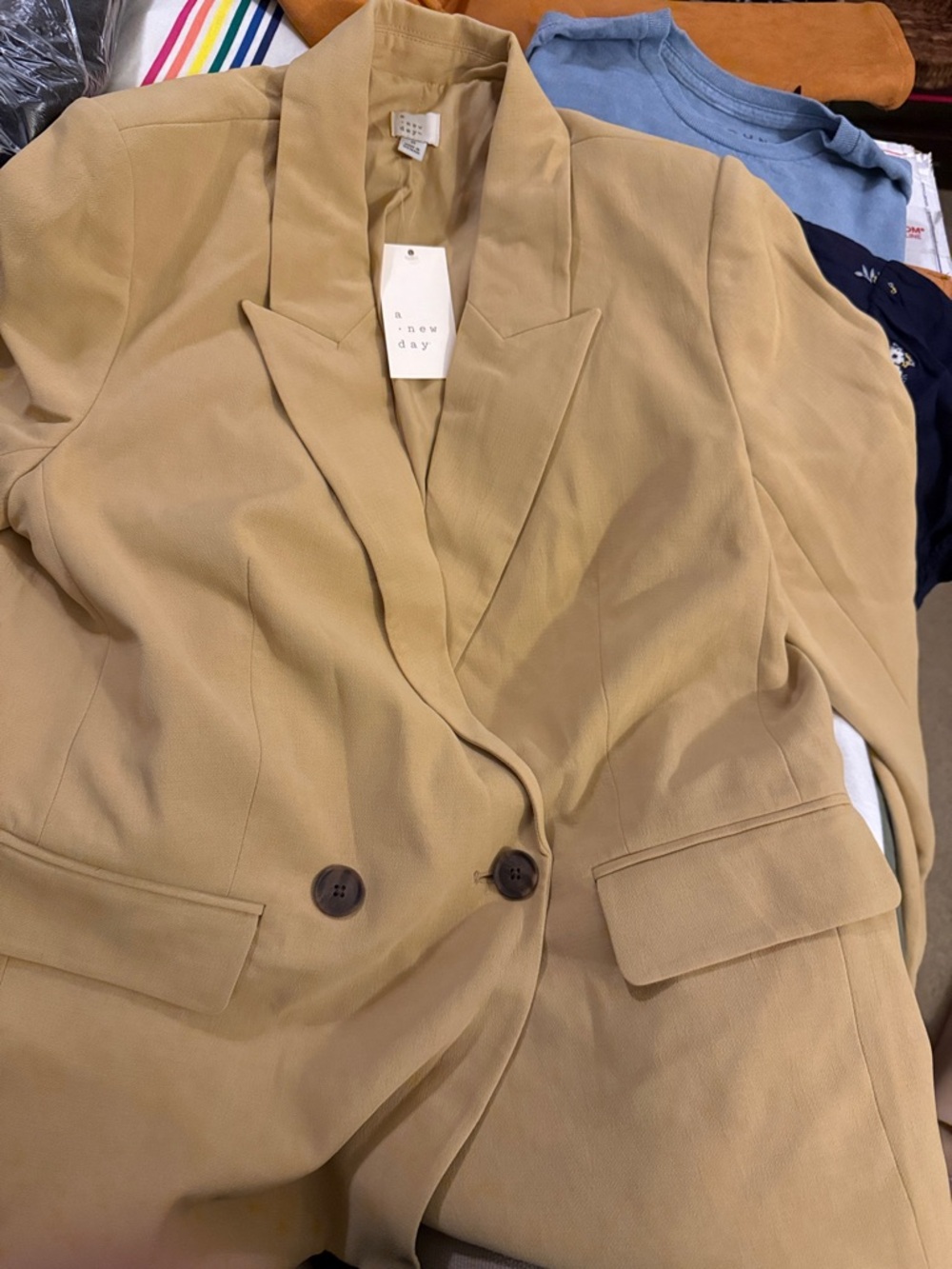 a new day Beige Double-Breasted Blazer